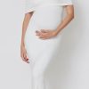 21283jIdEcL.jpg Off The Shoulder Maternity Dress for Pregnancy, Stretchy Fabric Foldover Neckline Ladies Long Maternity Maxi Dress