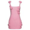 21JV9jzovfL.jpg Women's Elaina Pink Rosette Applique Mini Dress