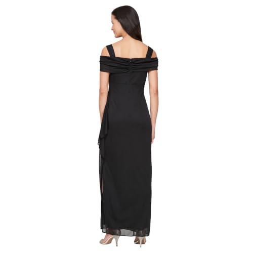 Women's Long Cold Shoulder Dress, Mother of The Bride, Formal Events, (Petite and Regular Sizes)