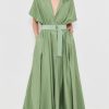 Women's Belted Flared Maxi Dress