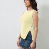 315A6Rtks8L.jpg Women Asymmetrical Button Down Side Split Sleeveless Tank Tops Boat Neck Slim Fit Summer Casual Side Button Knit Vest