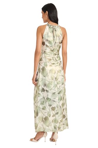 Women's Ruched Waist Halter Neck A-line Maxi-Ankle Length Special Occasion-Formal Evening Dress