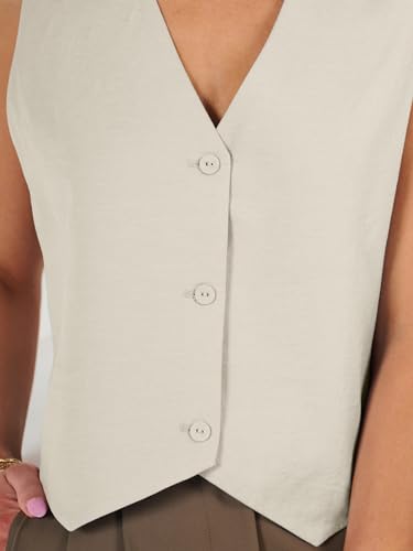 Vest for Women Summer Tops Spring Outfits Linen 2025 Fashion Button Down Sleeveless Business Casual Dressy Clothes