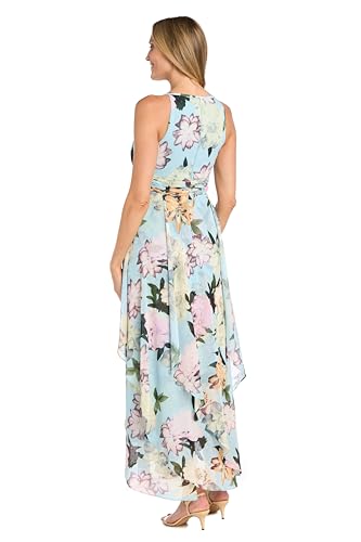 Women's Aqua Bloom Hankie-Hem Maxi Dress