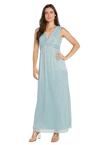 Metallic V-Neck Dress W/Pleated Removable Sheer Jacket