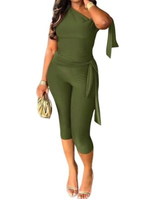 31B8AGL2DDL.jpg Women's 2 Piece Shorts Sets Outfits Casual Summer 2025 Sexy Off The Shoulder Bodycon Matching Pants Sets