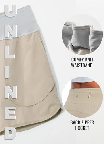 Women's 7" Athletic Long Running Shorts Workout Gym Quick Dry Hiking Shorts High Waisted Zipper Pocket