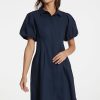 Women's Short Puff Sleeve Shirt Dress Button Down Pleated Mini Dress Summer Casual Short Dresses