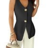 2025 Womens Summer Sleeveless Vest Tops Breasted V Neck Casual Work Slim Outwear Suit Jacket.