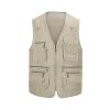 Mens Safari Travel Photo Vest Outdoor Fishing Multi Pocket Jacket Beige