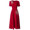 31E0HFSj5L.jpg Women Summer Short Sleeve Beading Red Special Party Designer Long Maxi Dress