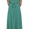 Women's Sleeveless Scoop Neck Rope Belt A-line Maxi Dress