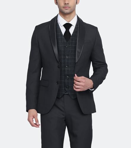 Men's Suit Vest Plaid Dress Vest for Men Slim Fit Formal Business Waistcoat Tuxedo V-Ncek Solid Vest for Wedding