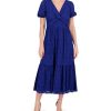 Women's Puff Sleeve V-Neck Tiered Maxi Dress