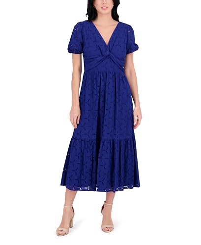 Women's Puff Sleeve V-Neck Tiered Maxi Dress