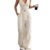 31Jv-QSnlML.jpg Women's 2 Piece Outfits Halter Button Down Vest Crop Tops and High Waisted Pants Set