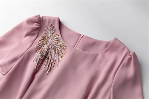 31K3xvT6ZTL.jpg Women Summer Short Sleeve Beading Red Special Party Designer Long Maxi Dress