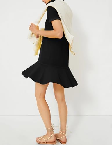 Women's Polo Dress Short Sleeve V Neck Ruffle Hem Casual Summer Golf Tennis Mini Shirt Dresses