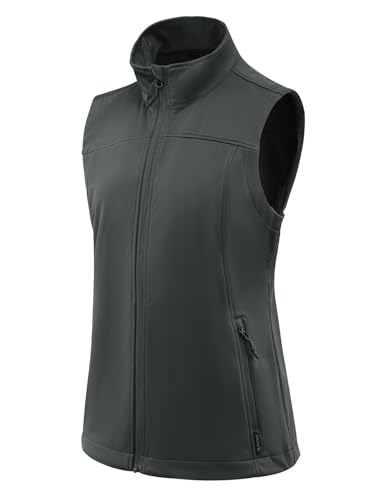 Women's Lightweight Vest Softshell Sleeveless Jacket Windproof Stand Collar with Zipper Pockets Running Hiking Golf