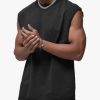 Men's Black Sleeveless Washed Casual Vest Lightweight Muscle Tee for Streetwear Summer OutfitsTank Top