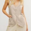 31Mj2TTG1RL.jpg Womens Scoop Neck Blazer Vest Summer Linen Sleeveless Fitted Waistcoat Work Casual Cotton Suit Tops