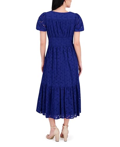 Women's Puff Sleeve V-Neck Tiered Maxi Dress