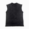 Men's Black Sleeveless Washed Casual Vest Lightweight Muscle Tee for Streetwear Summer OutfitsTank Top