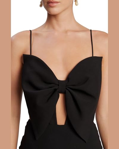 31PPjV7b0hL.jpg Paula Bow Maxi Dress for Women ??Black Elegant Maxi Length, Statement Bow, Adjustable Straps, Open Back