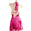 31QovgK0-KL.jpg Women's Tie Dye Mesh Halter Mini Dress Deep V Neck Draped Backless Sleeveless Vacation Summer Dresses