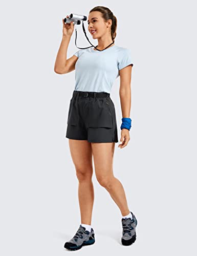 31R3M5iuNLL.jpg Women's Waterproof Stretch Hiking Shorts Mid Rise Summer for Outdoor Golf Workout with Zip Pockets Belt - 3''