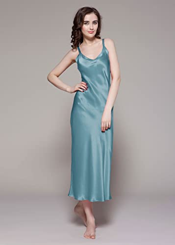Silk Nightgown for Women Mulberry Silk Maxi Fitted Dress Long Flowy for Spring Summer