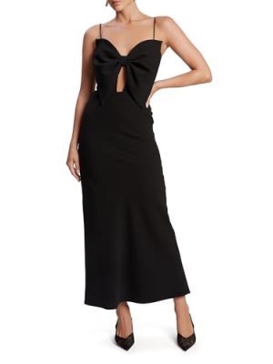 31T4nQlavL.jpg Paula Bow Maxi Dress for Women ??Black Elegant Maxi Length, Statement Bow, Adjustable Straps, Open Back