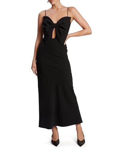 31T4nQlavL.jpg Paula Bow Maxi Dress for Women ??Black Elegant Maxi Length, Statement Bow, Adjustable Straps, Open Back