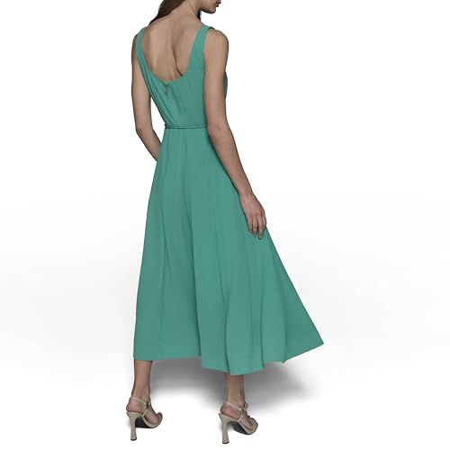 Women's Sleeveless Scoop Neck Rope Belt A-line Maxi Dress