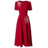 31TIGobeovL.jpg Women Summer Short Sleeve Beading Red Special Party Designer Long Maxi Dress