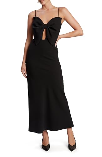 31U1Pi2tYNL.jpg Paula Bow Maxi Dress for Women ??Black Elegant Maxi Length, Statement Bow, Adjustable Straps, Open Back