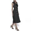 Women's Belted Sleeveless Satin Back Crepe Midi Dress