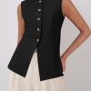 31UTSVI2F7L.jpg Blazer Vest for Women Trendy 2025 Dressy Business Casual Summer Button Down Sleeveless Work Suit Waistcoat Tops