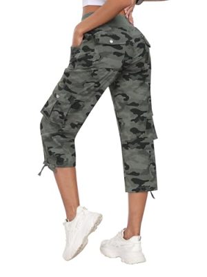31V-iJGFO1L.jpg Women's Cargo Capris Hiking Pants Lightweight Quick Dry Outdoor Athletic Travel Casual Loose Comfy Cute Pockets