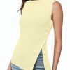 31XfydBcPtL.jpg Women Asymmetrical Button Down Side Split Sleeveless Tank Tops Boat Neck Slim Fit Summer Casual Side Button Knit Vest