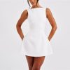 Women's Backless Vest Basic Dress Sexy Slim Short Dress Sleeveless Open Back Mini Dresses
