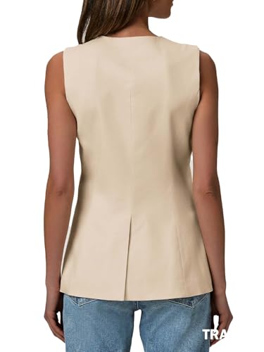 31ZGm3UMSbL.jpg 2025 Women's Summer Sleeveless Vest Tops - Lightweight Fully Liend V-Neck Casual Trendy Work Jacket With Pockets