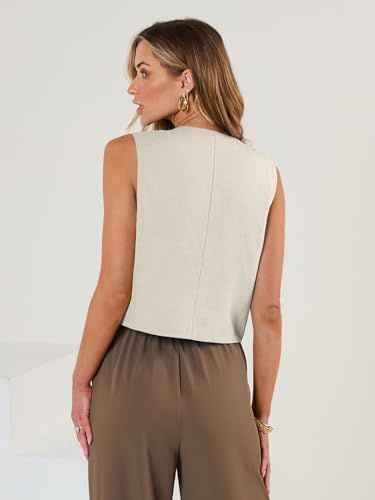 Vest for Women Summer Tops Spring Outfits Linen 2025 Fashion Button Down Sleeveless Business Casual Dressy Clothes