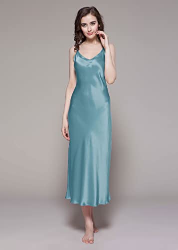 Silk Nightgown for Women Mulberry Silk Maxi Fitted Dress Long Flowy for Spring Summer