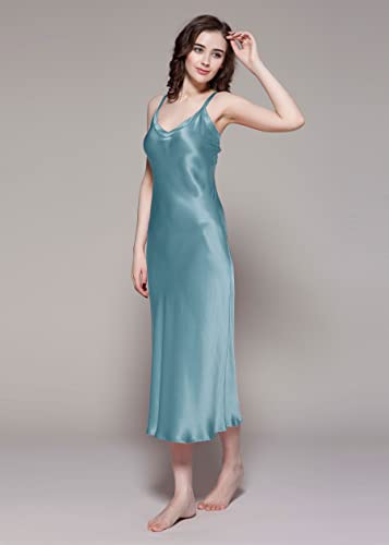 Silk Nightgown for Women Mulberry Silk Maxi Fitted Dress Long Flowy for Spring Summer