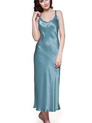 Silk Nightgown for Women Mulberry Silk Maxi Fitted Dress Long Flowy for Spring Summer
