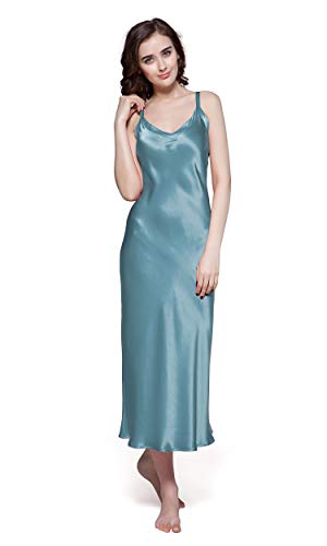 Silk Nightgown for Women Mulberry Silk Maxi Fitted Dress Long Flowy for Spring Summer