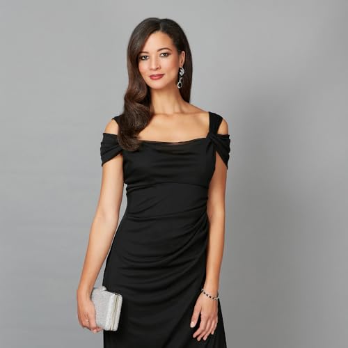 Women's Long Cold Shoulder Dress, Mother of The Bride, Formal Events, (Petite and Regular Sizes)