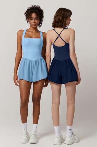 31eGgyDE7sL.jpg Women's Square Neck Sleeveless Romper Jumpsuit Casual Summer One Piece Outfit with Pocket