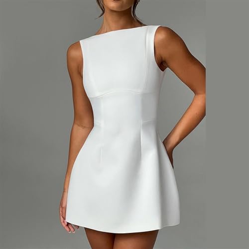 Women's Backless Vest Basic Dress Sexy Slim Short Dress Sleeveless Open Back Mini Dresses